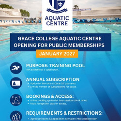 Grace College Aquatic Centre Public Memberships from January 2027