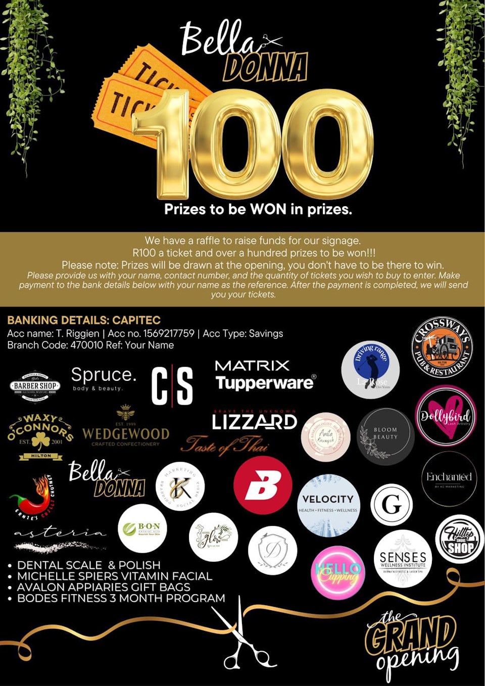 bella donna prize sponsors