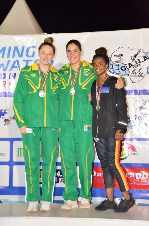 From left Emily Visagie Rebecca Meder Jayla Pina 200m individual medley