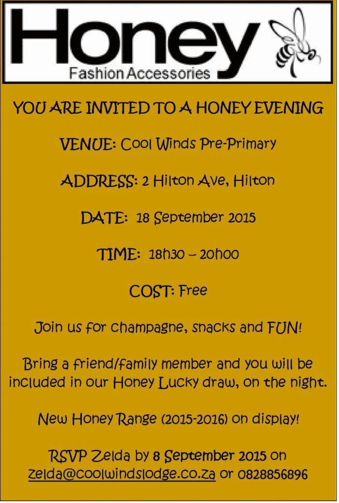 event invite honey evening