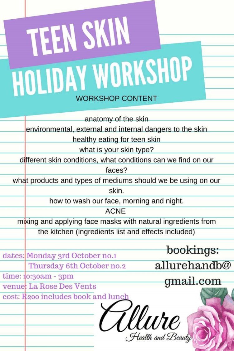 teen skin holiday workshop allure 750