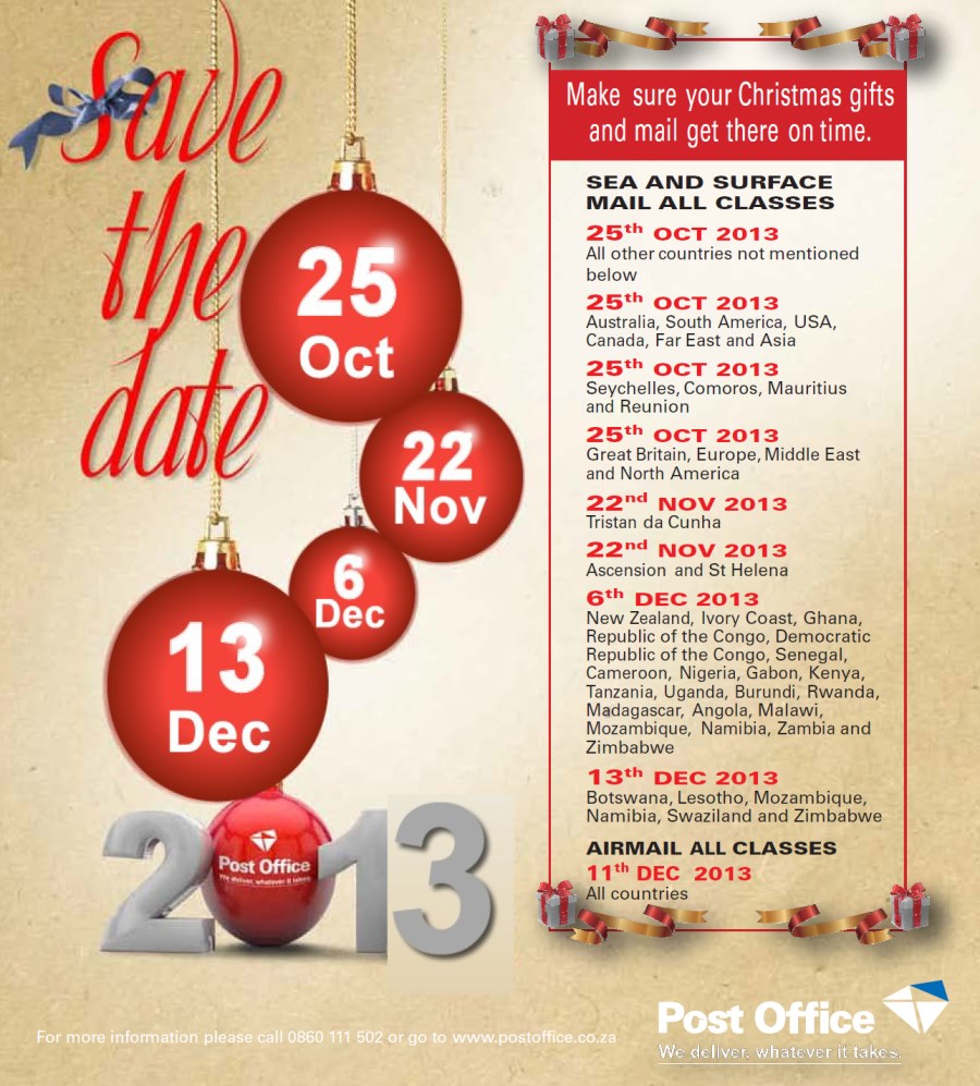 postal mail dates